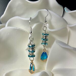 Elegant Blue and Silver Dangle Earrings